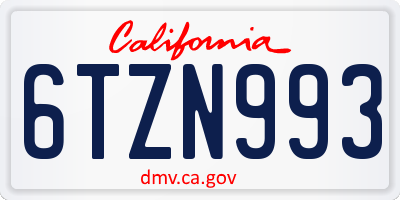 CA license plate 6TZN993