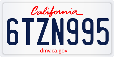 CA license plate 6TZN995