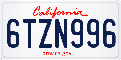 CA license plate 6TZN996