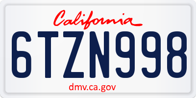 CA license plate 6TZN998