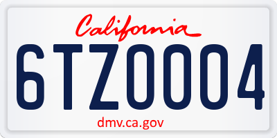 CA license plate 6TZO004