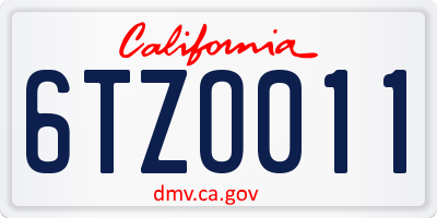 CA license plate 6TZO011