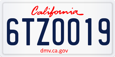 CA license plate 6TZO019