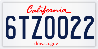 CA license plate 6TZO022