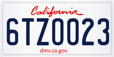 CA license plate 6TZO023
