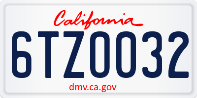 CA license plate 6TZO032