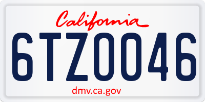 CA license plate 6TZO046