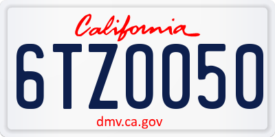 CA license plate 6TZO050