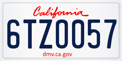 CA license plate 6TZO057