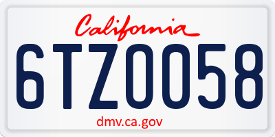 CA license plate 6TZO058
