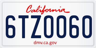 CA license plate 6TZO060