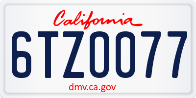 CA license plate 6TZO077