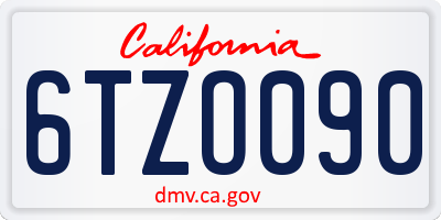CA license plate 6TZO090
