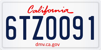 CA license plate 6TZO091