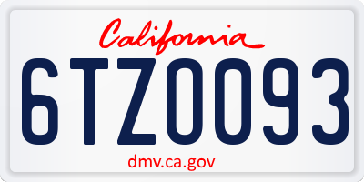 CA license plate 6TZO093