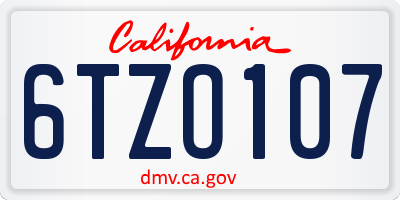 CA license plate 6TZO107