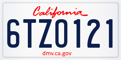 CA license plate 6TZO121