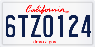 CA license plate 6TZO124