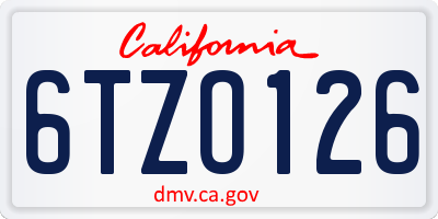 CA license plate 6TZO126