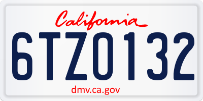 CA license plate 6TZO132