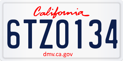 CA license plate 6TZO134