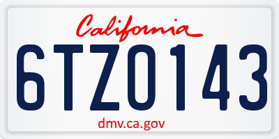 CA license plate 6TZO143