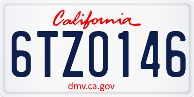 CA license plate 6TZO146