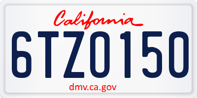 CA license plate 6TZO150