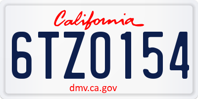 CA license plate 6TZO154