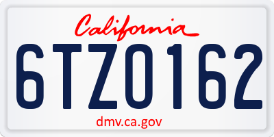 CA license plate 6TZO162