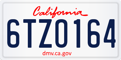 CA license plate 6TZO164
