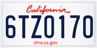 CA license plate 6TZO170