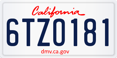 CA license plate 6TZO181
