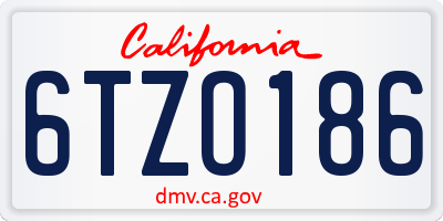 CA license plate 6TZO186