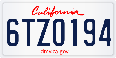 CA license plate 6TZO194