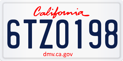 CA license plate 6TZO198