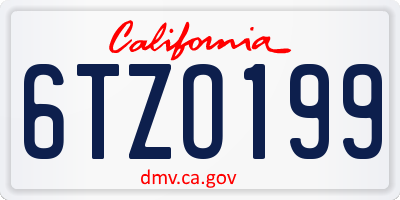 CA license plate 6TZO199