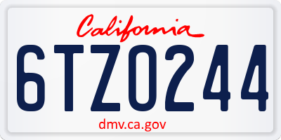 CA license plate 6TZO244
