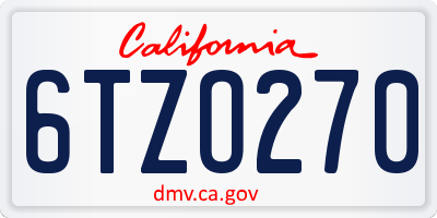 CA license plate 6TZO270