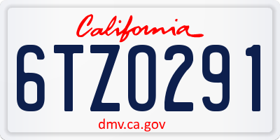 CA license plate 6TZO291