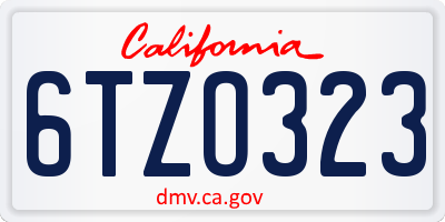 CA license plate 6TZO323