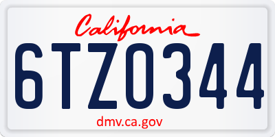 CA license plate 6TZO344