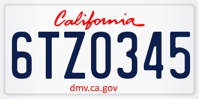 CA license plate 6TZO345