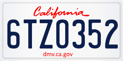 CA license plate 6TZO352