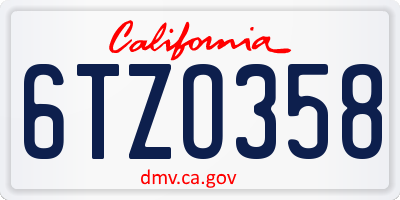 CA license plate 6TZO358