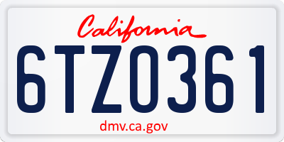 CA license plate 6TZO361