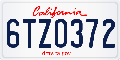 CA license plate 6TZO372