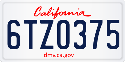 CA license plate 6TZO375