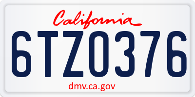CA license plate 6TZO376