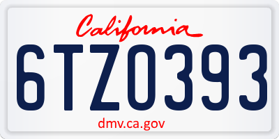 CA license plate 6TZO393